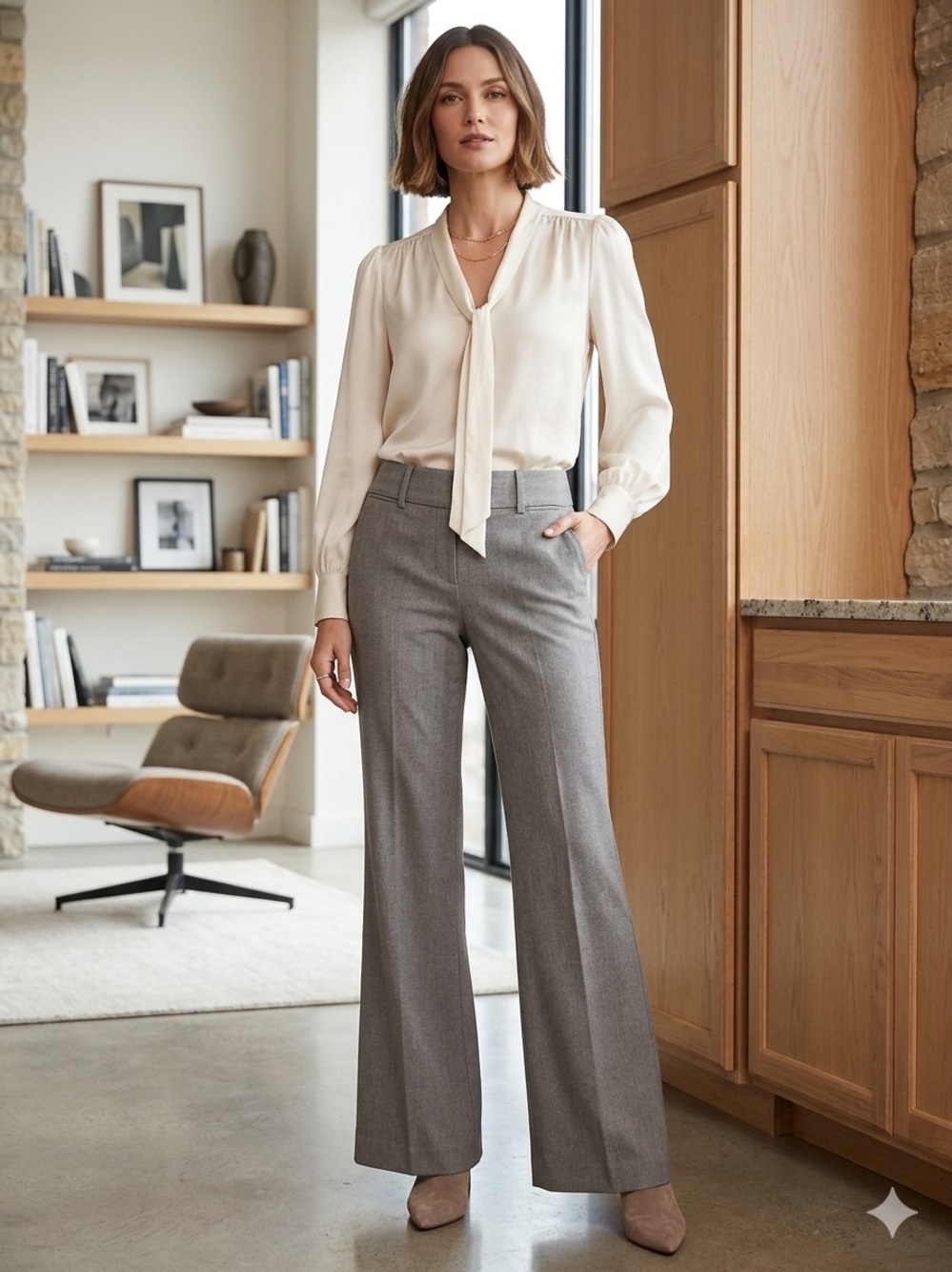 LOFT Wide-Leg Dress Pants in Gray